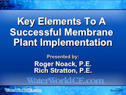 Key Elements to a Successful Membrane Plant Implementation course cover